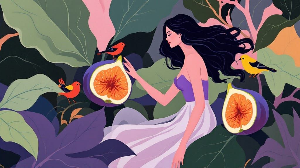 Surrealist Woman Reaches for Tropical Fruit in a Dreamlike F...