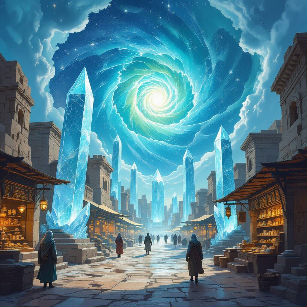 Cosmic Surrealism: Crystalline Marketplace of a Lost Civiliz...