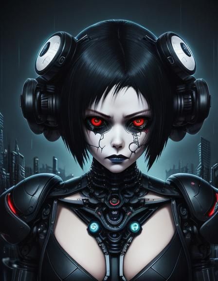 Big Head, Small Body, Big Eyes, Chibi, Robotgirl. 90's dark ...