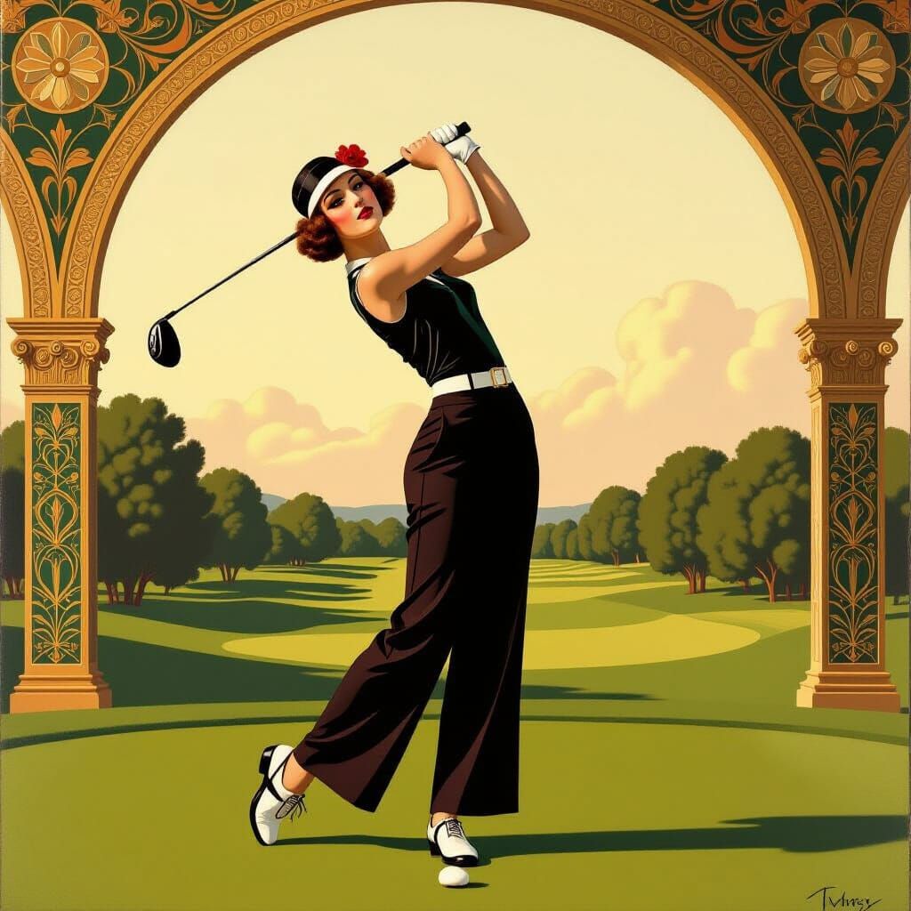 1920s Golfer in Art Deco Style