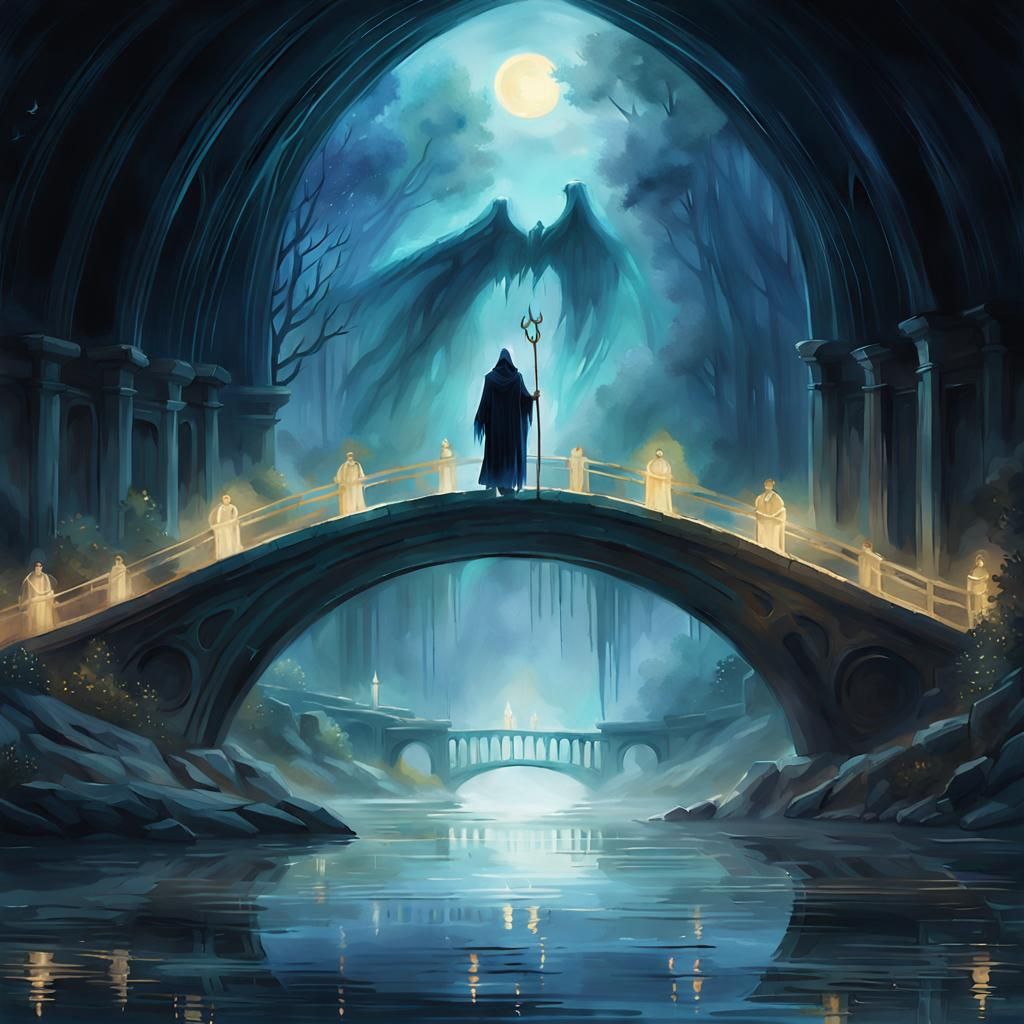 Reaper guiding souls to the afterlife