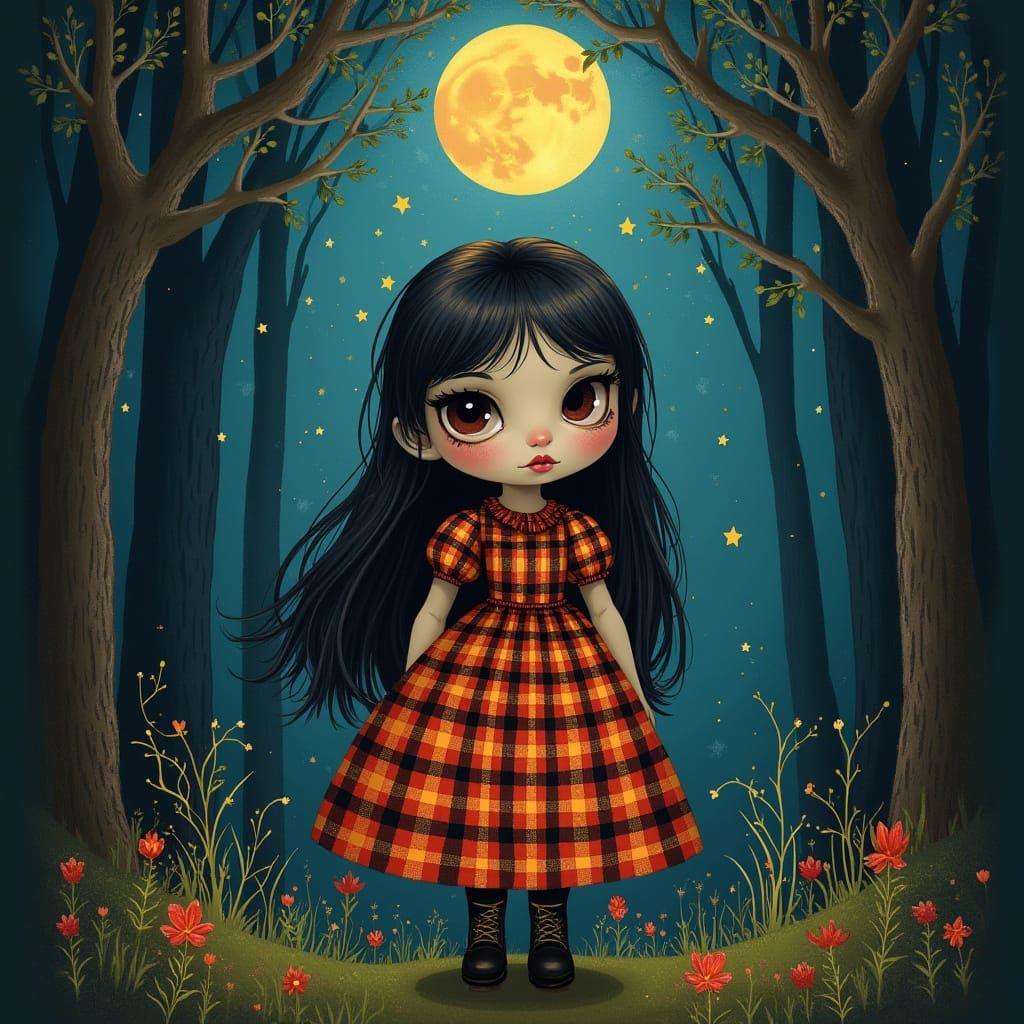 Goth silly in na gingham dress