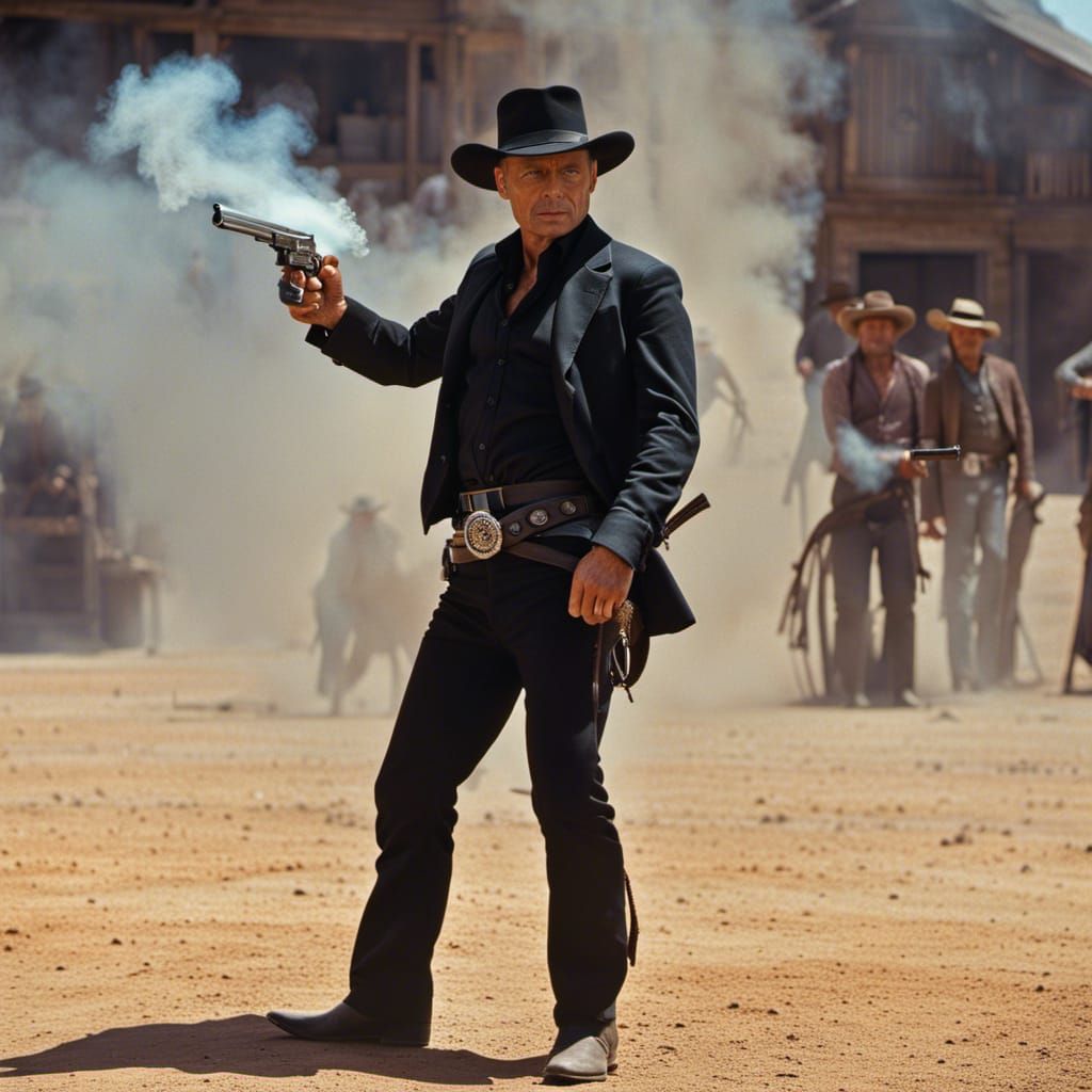 Westworld Gunslinger Portrait with Smoke Effect