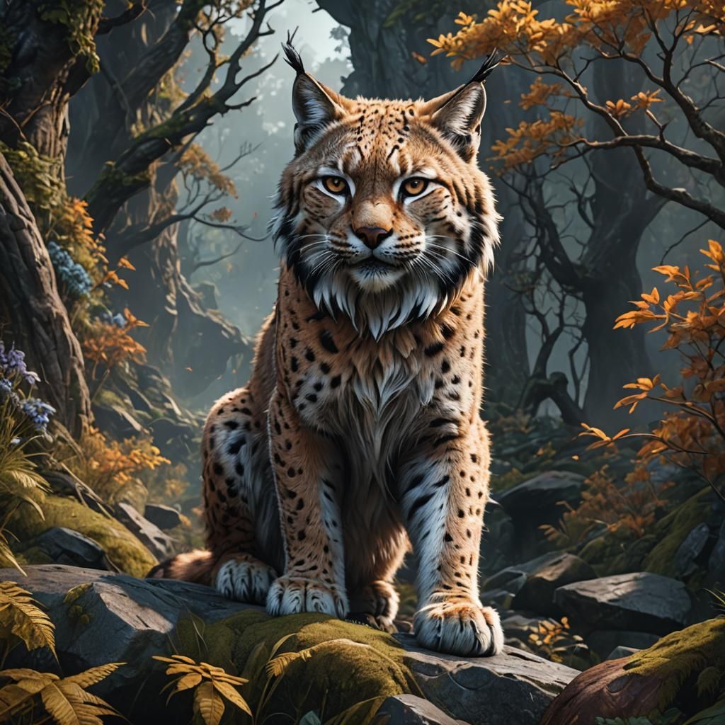 Detailed Lynx Painting in Fantasy Concept Art Style