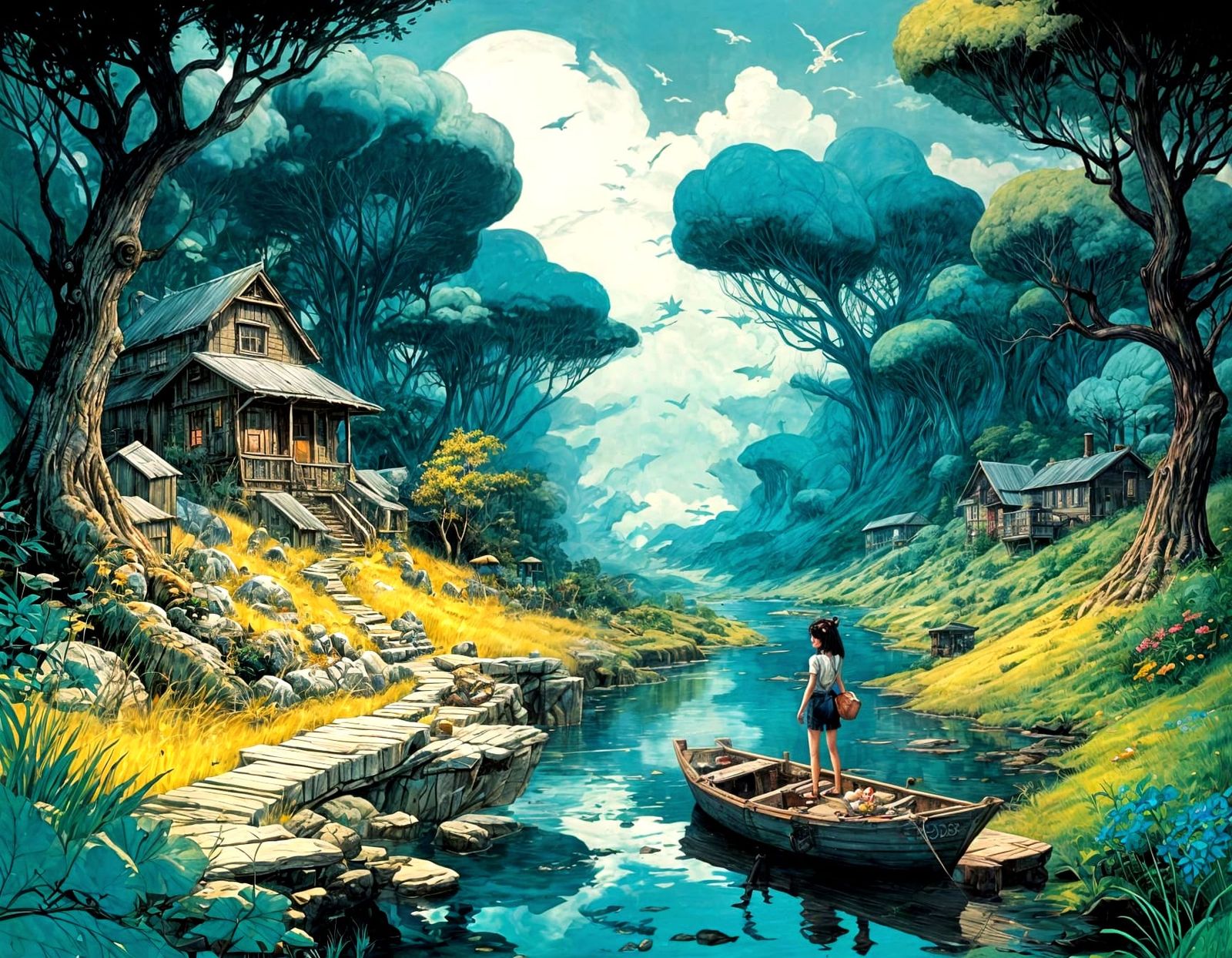 Whimsical Summer Landscape Art