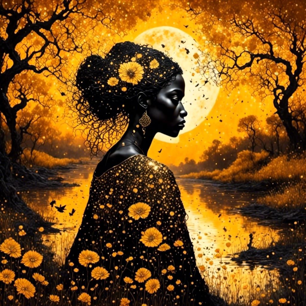 Golden Silhouette on the Bayou at Sunset