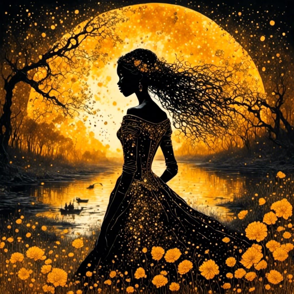 Golden Silhouette on the Bayou at Sunset