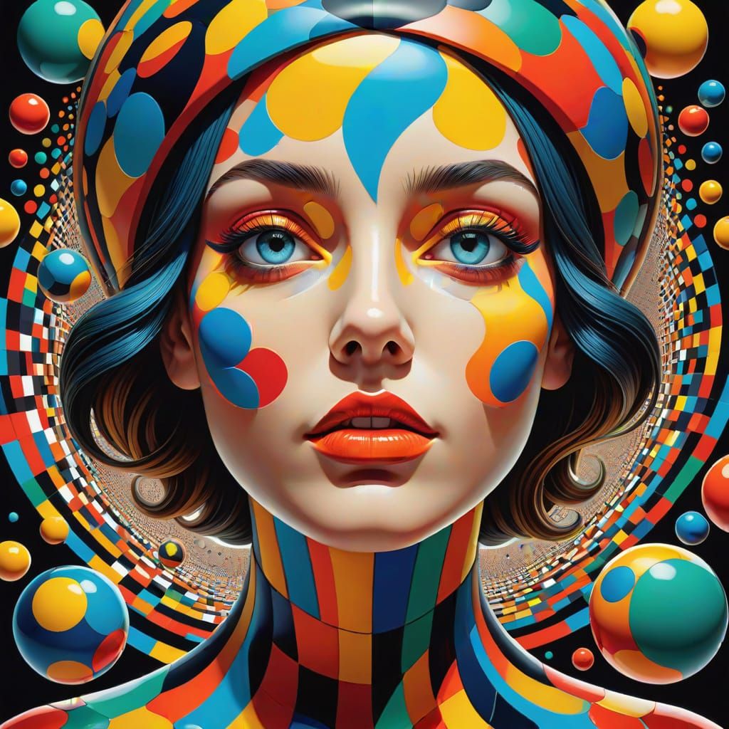 Mesmerizing Polka Dot Woman: Optical Illusion Art