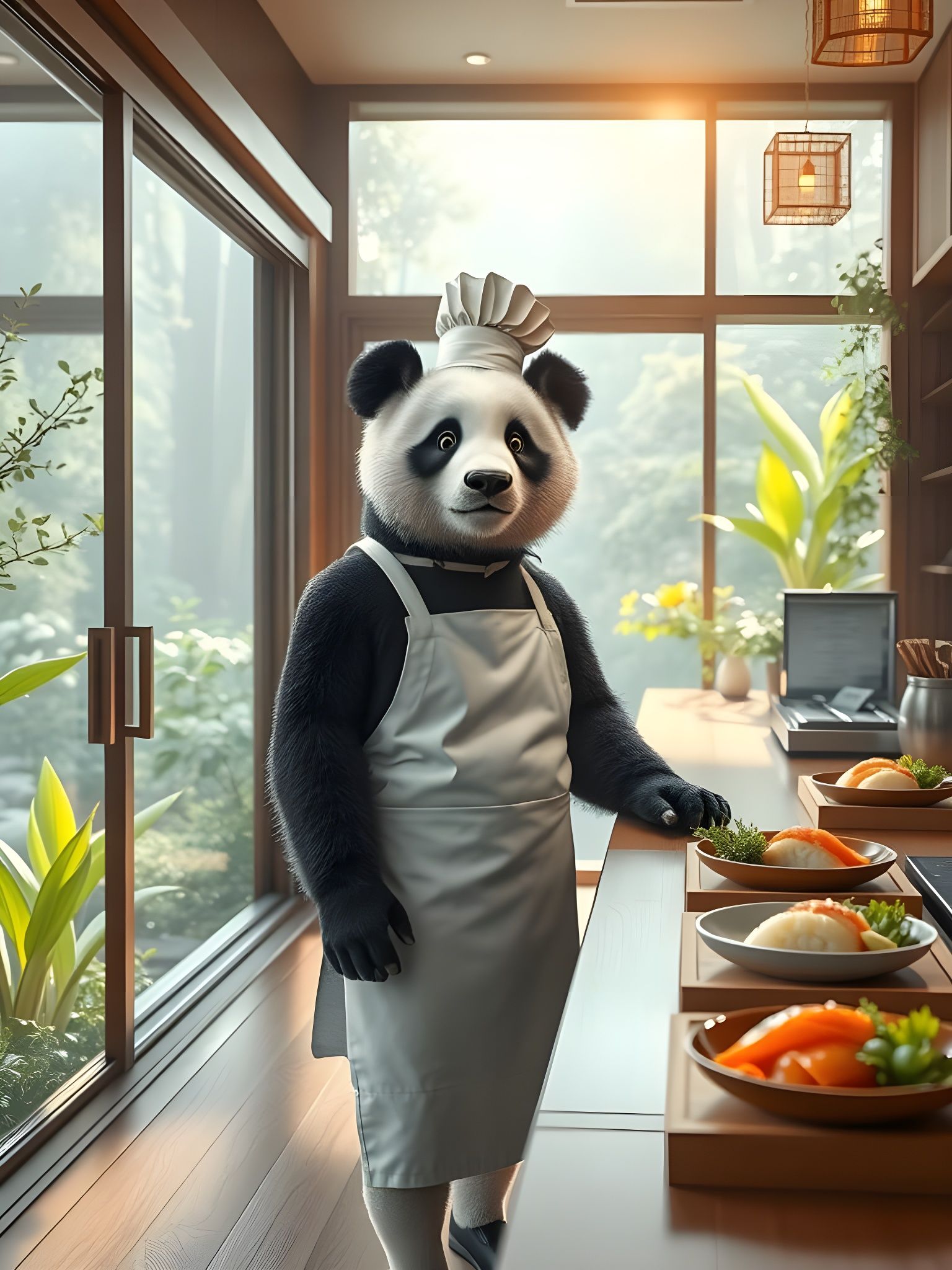 Surreal Japanese Restaurant Transformed into a Lush Bamboo F...