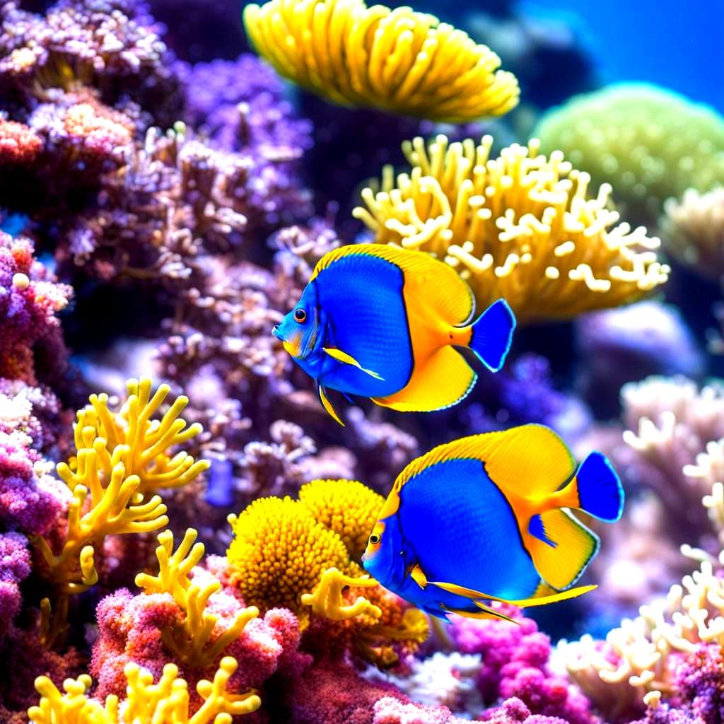 Colorful Fish Swimming in Coral Reef