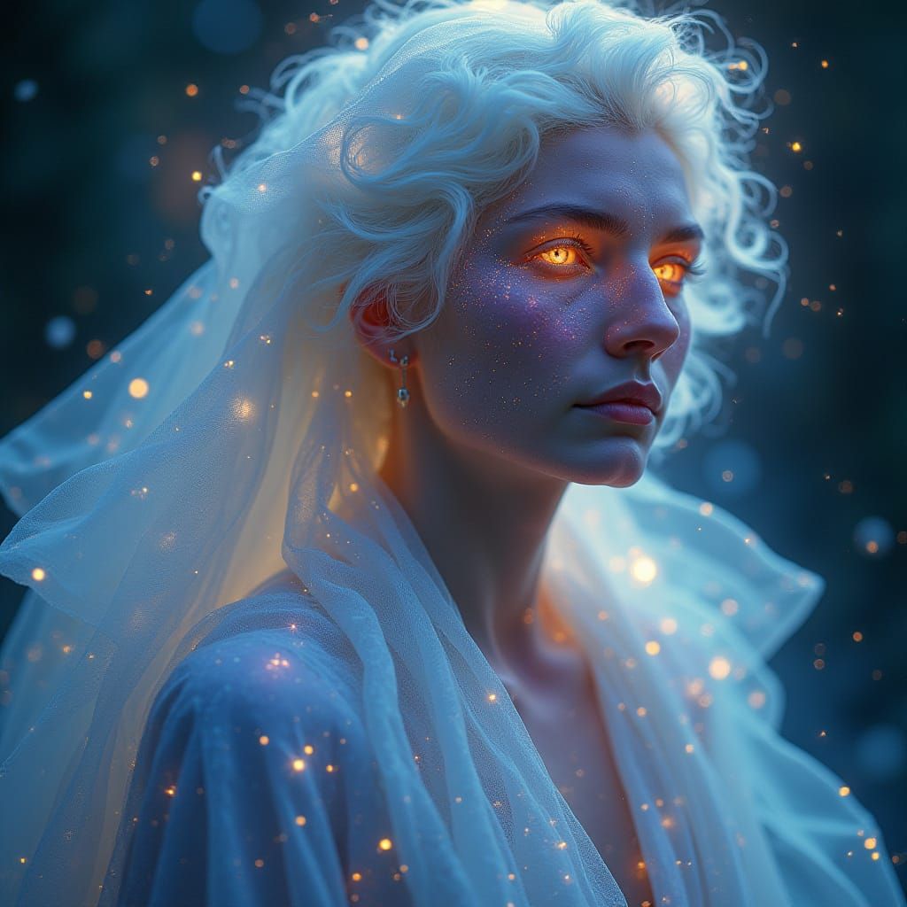 Celestial Being Radiates Cosmic Energy in Shimmering Nebulae