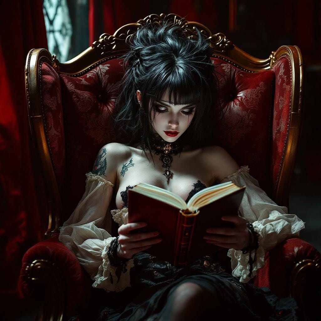 Goth Girl Reading: Dark Romanticism Style