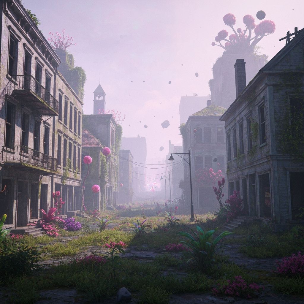 Eerie Fantasy Landscape in Surreal Digital Art Style