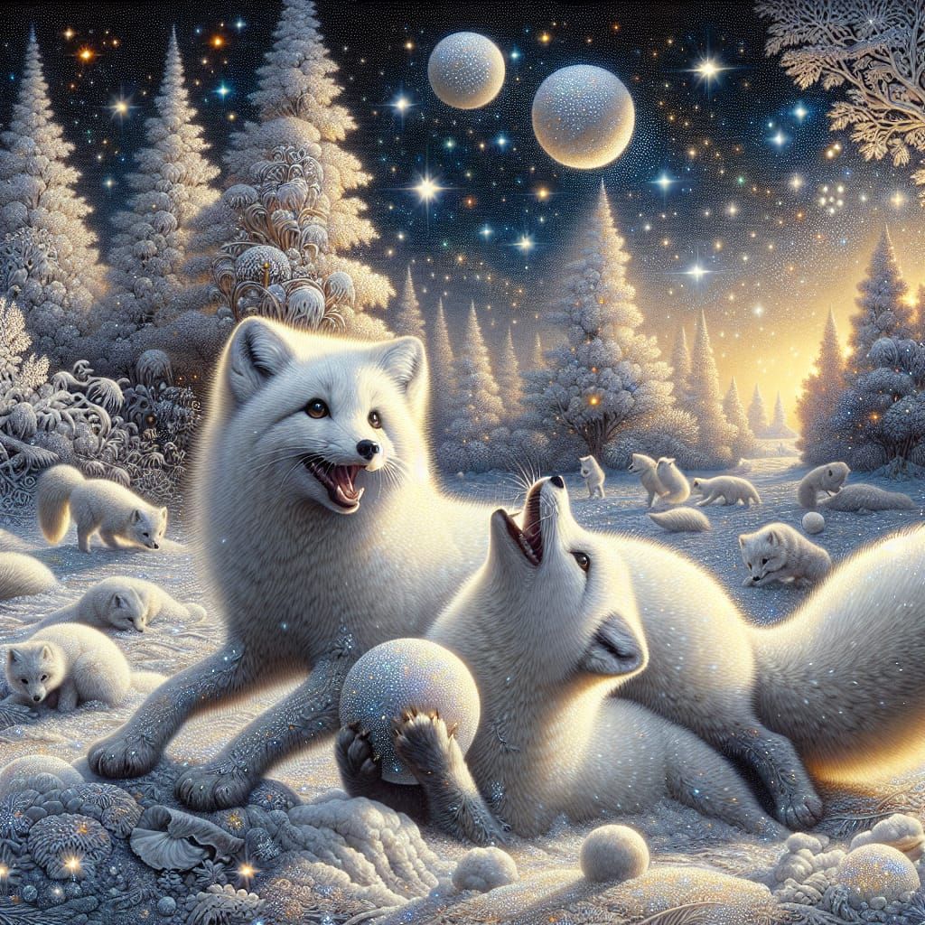 Joyful Arctic Foxes in Winter Wonderland