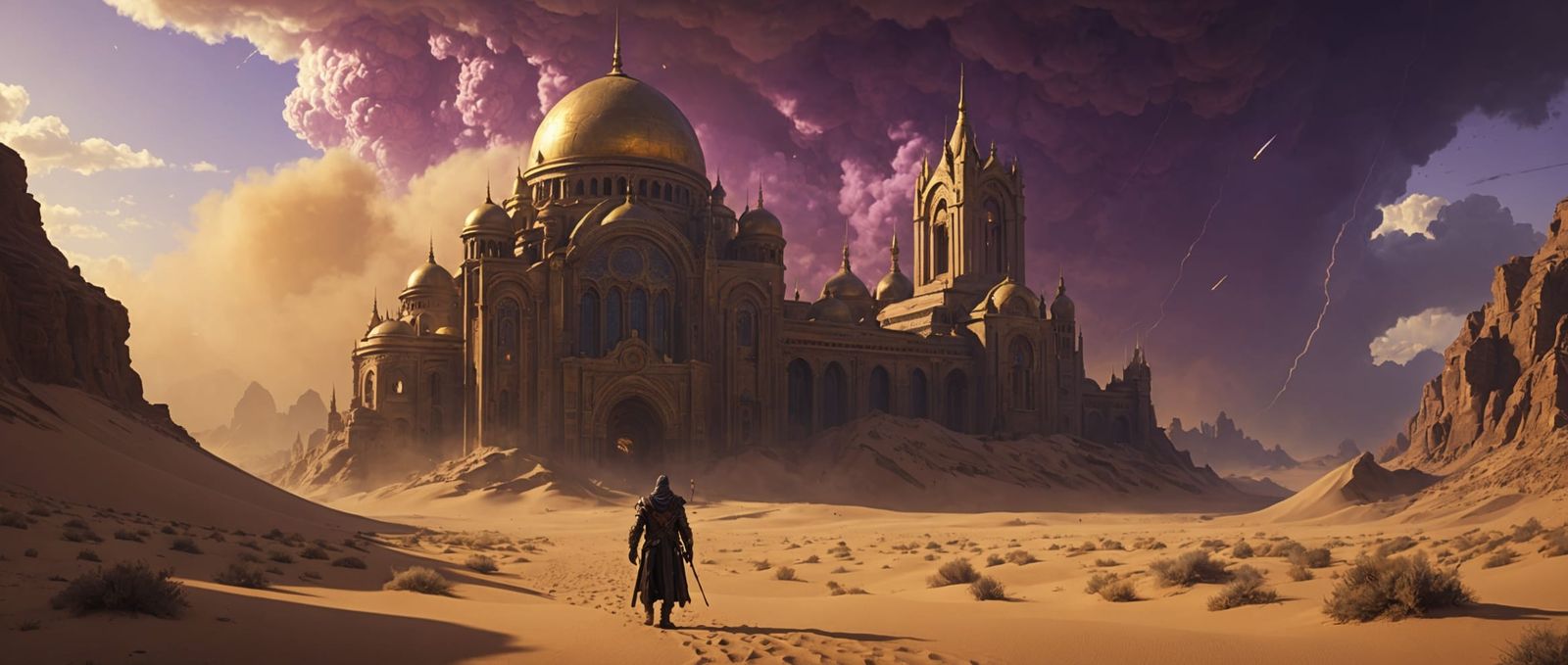 Epic Sandstorm in Dark Fantasy Style