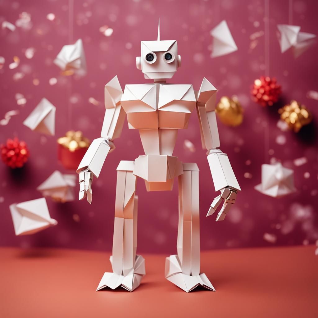 AI Robot Celebrates New Year in Origami Style