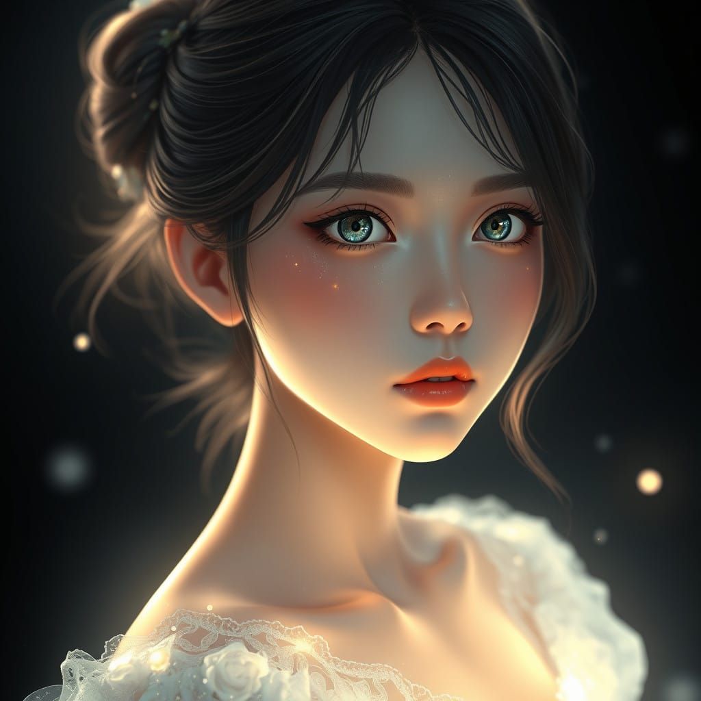 Ethereal Goddess Radiates Starlight and Longing