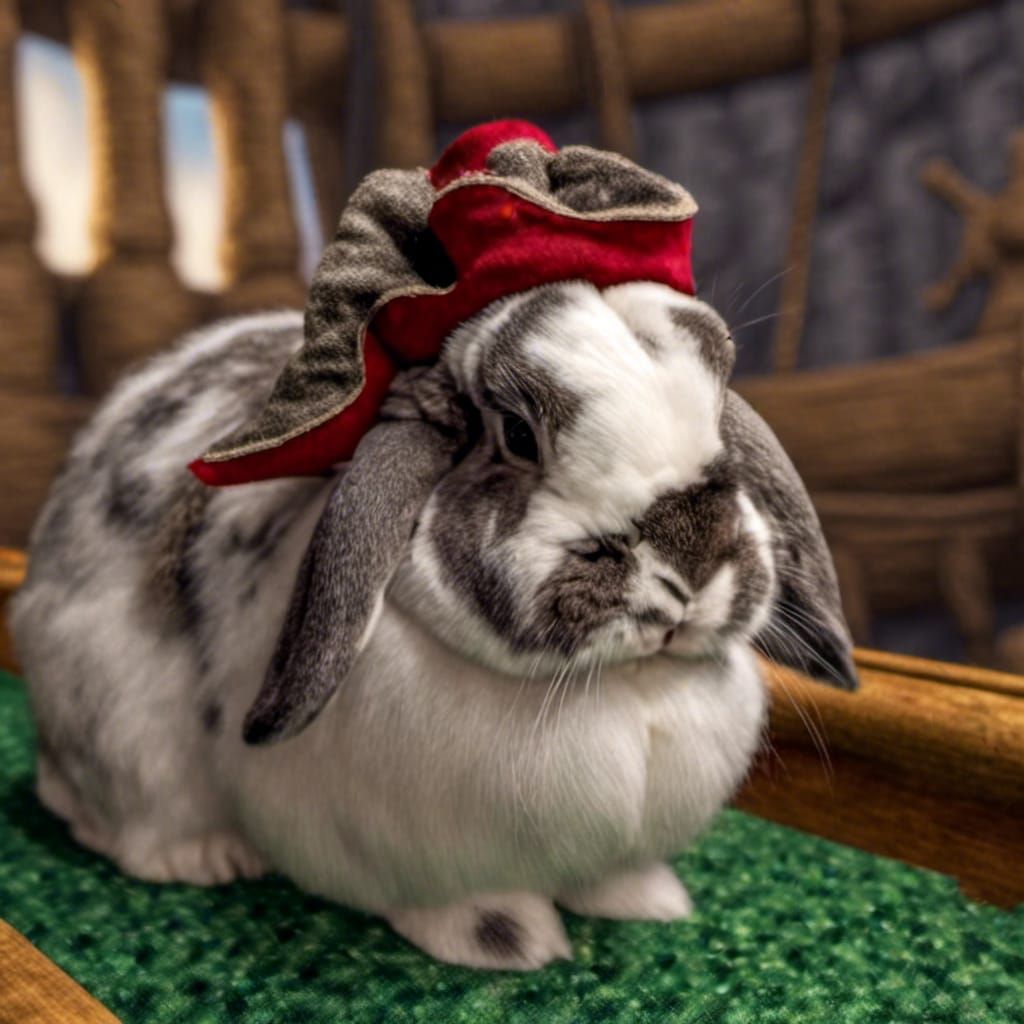 Pirate Rabbit on Ship: Detailed Digital Painting