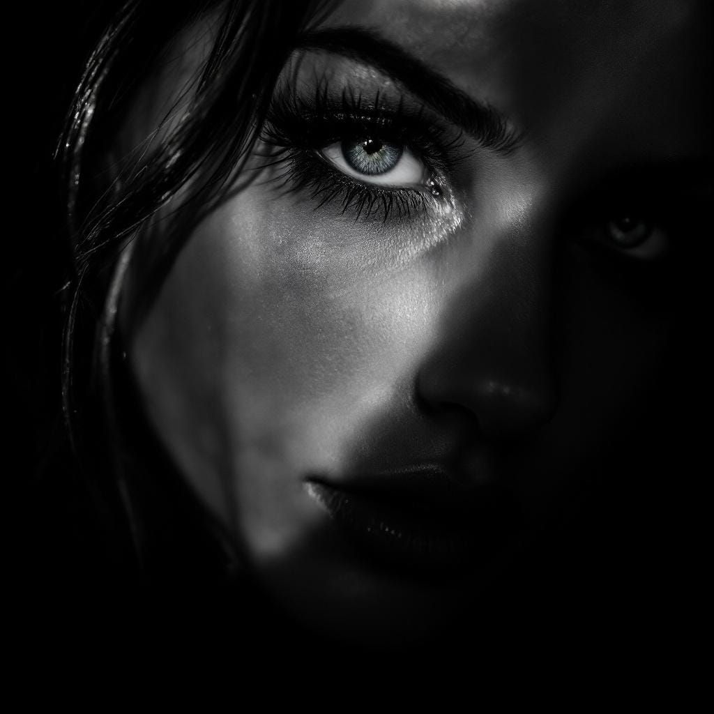 Noir Portrait of a Woman in Dramatic Lighting