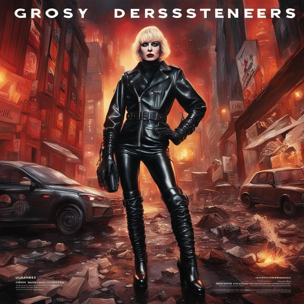 Magazine Cover: Leather-clad Woman in Berlin, Digital Art