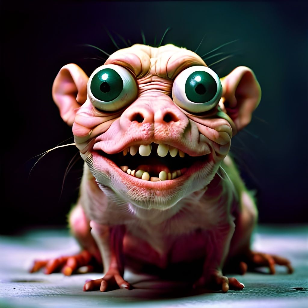 Grotesque Rat in Dark Room: A Sinister Film Still