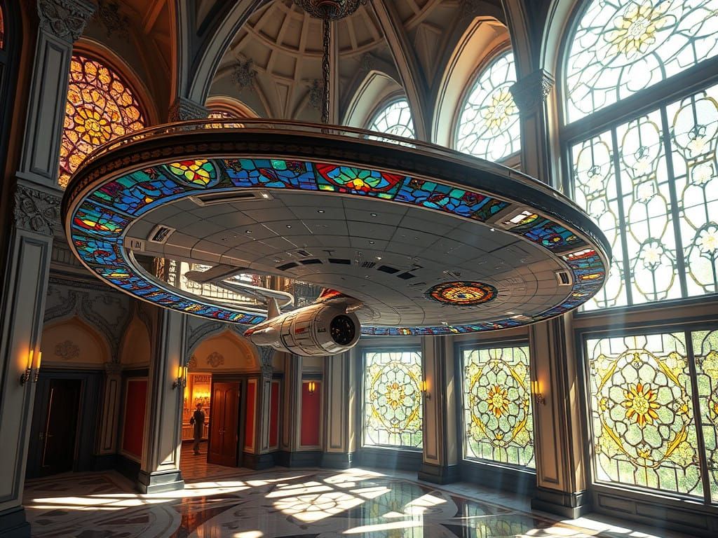 Stained Glass Enterprise NCC 1701 at Starfleet Academy