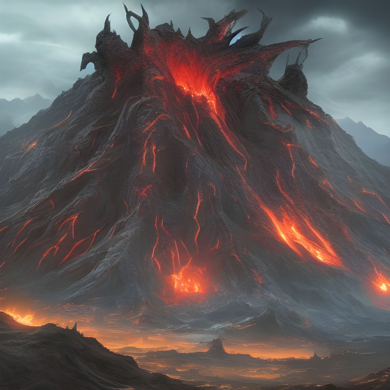 Epic Fantasy Volcano Mound in Cinematic Style