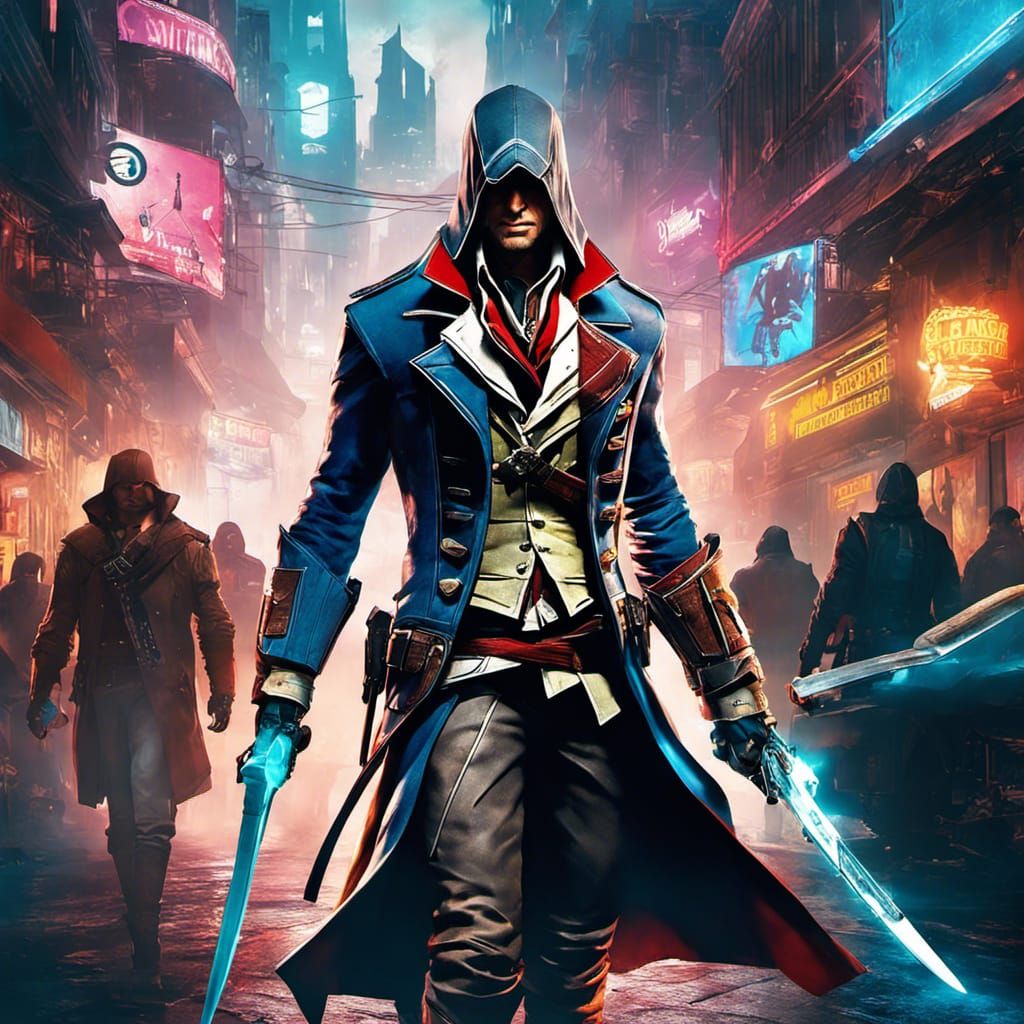 Arno Dorian with Cybernetic Blade in Cyberpunk City
