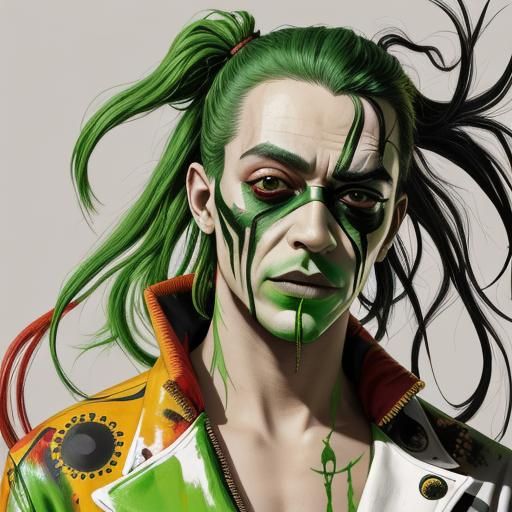 Surreal Cyberpunk Portrait with Green Face Paint
