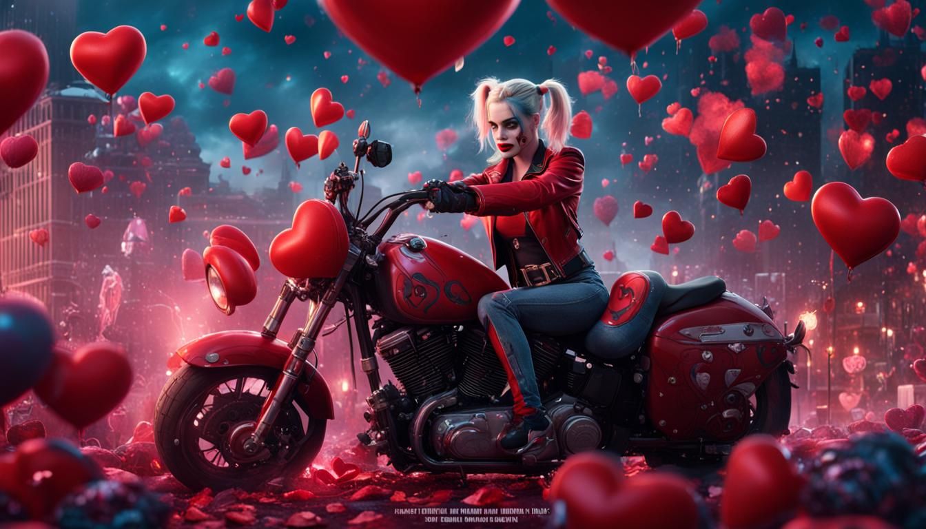 Valentine's Day Harley Quinn: Detailed Matte Painting