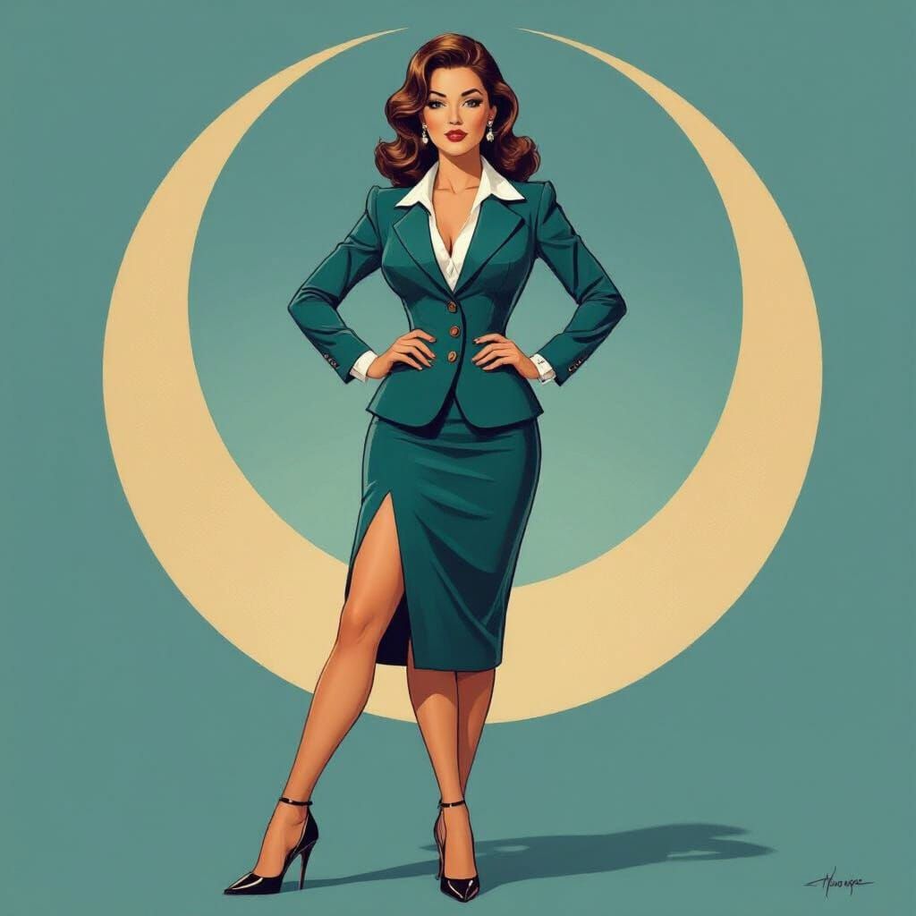 Curvy Secretary in Pin-Up Style