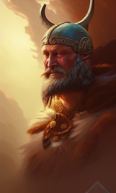Viking Warlord Illustration with Volumetric Lighting