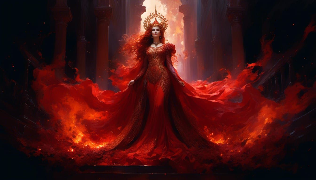 Goddess of Fire: Hyperrealistic Portrait with Embers