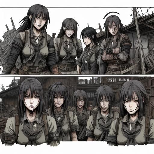 Grim Anime Schoolgirls in Post-Apocalyptic Landscape
