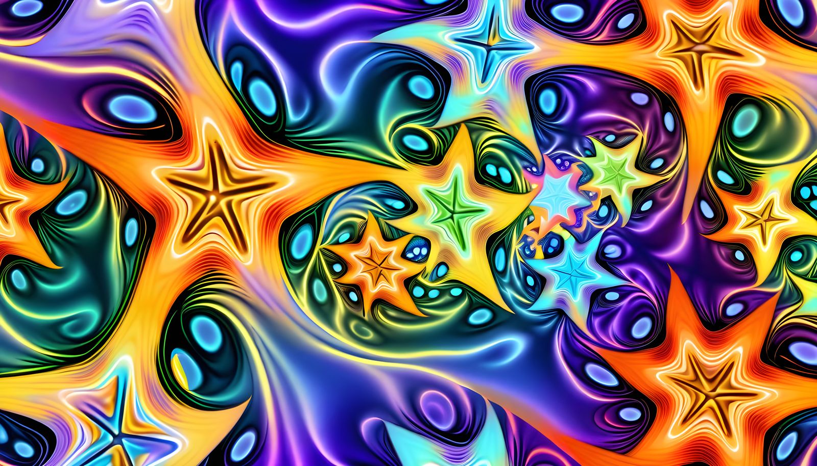 Iridescent Pastel Star Vortex in 3D Abstract