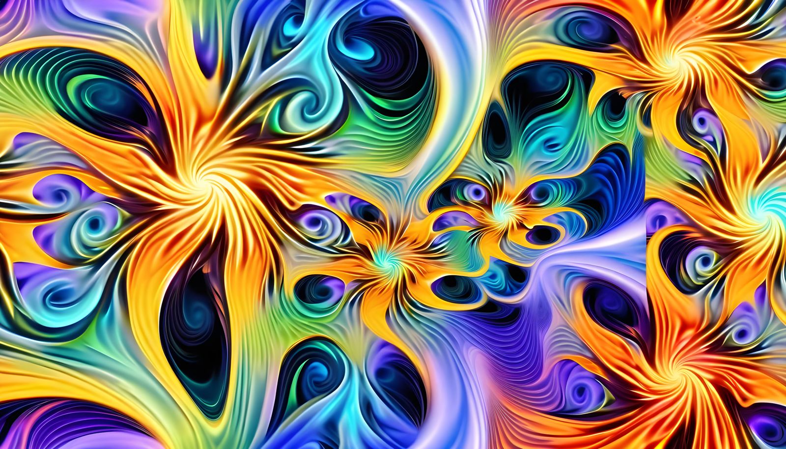 Iridescent Pastel Star Vortex in Abstract Fractal Style