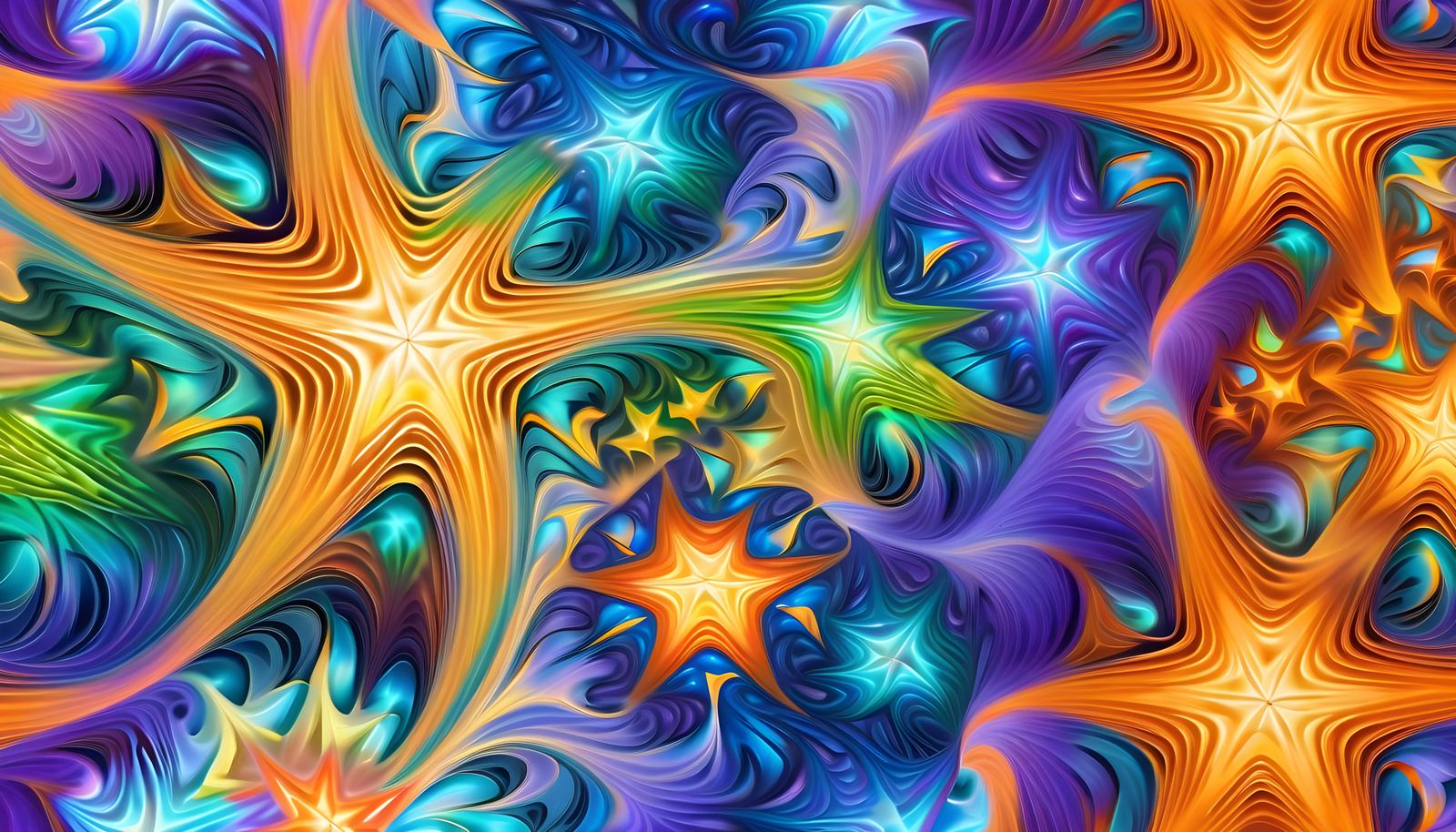 Iridescent Pastel Star Vortex in Abstract 3D Shading