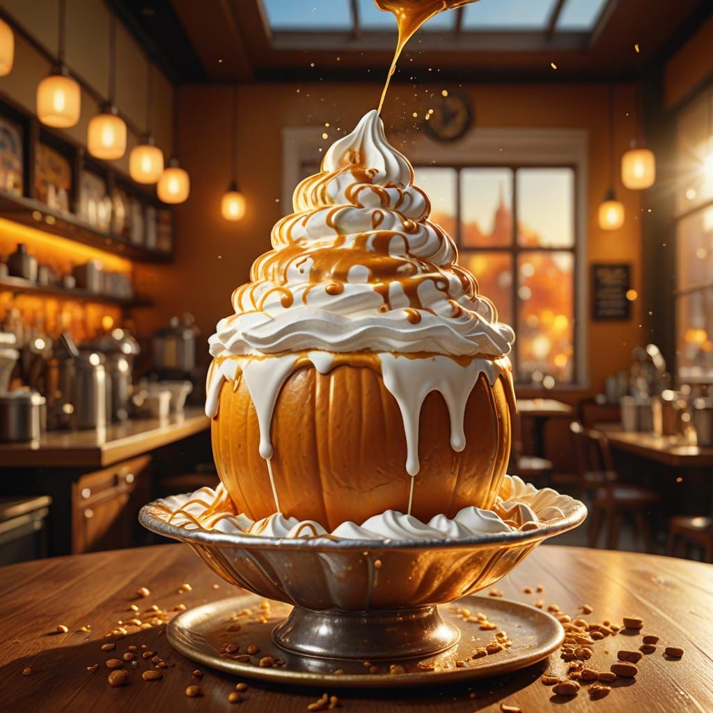 Pumpkin Spice Yoghurt Fountain in Golden Hour Cafe