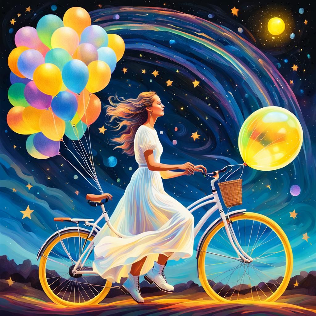 a woman on a bicycle