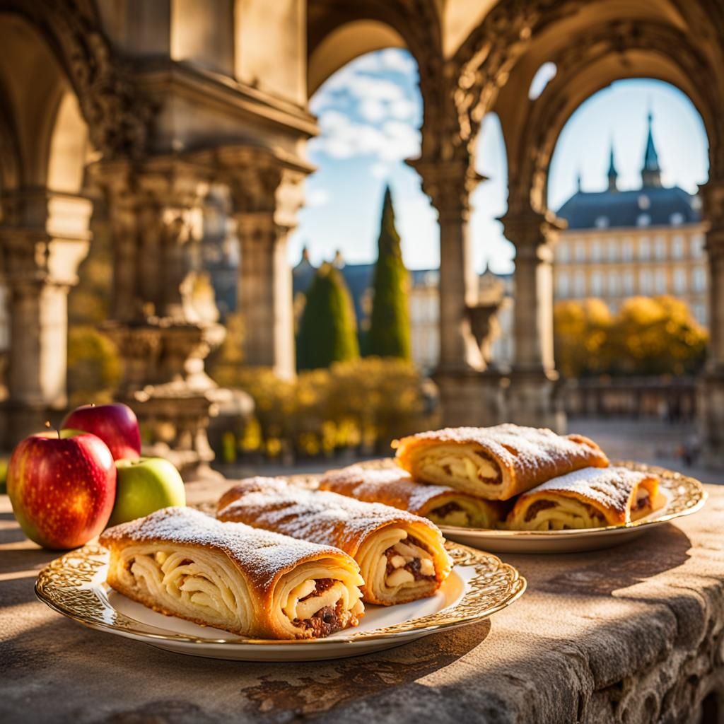 Baroque Apple Strudel in Austrian Schloss Courtyard