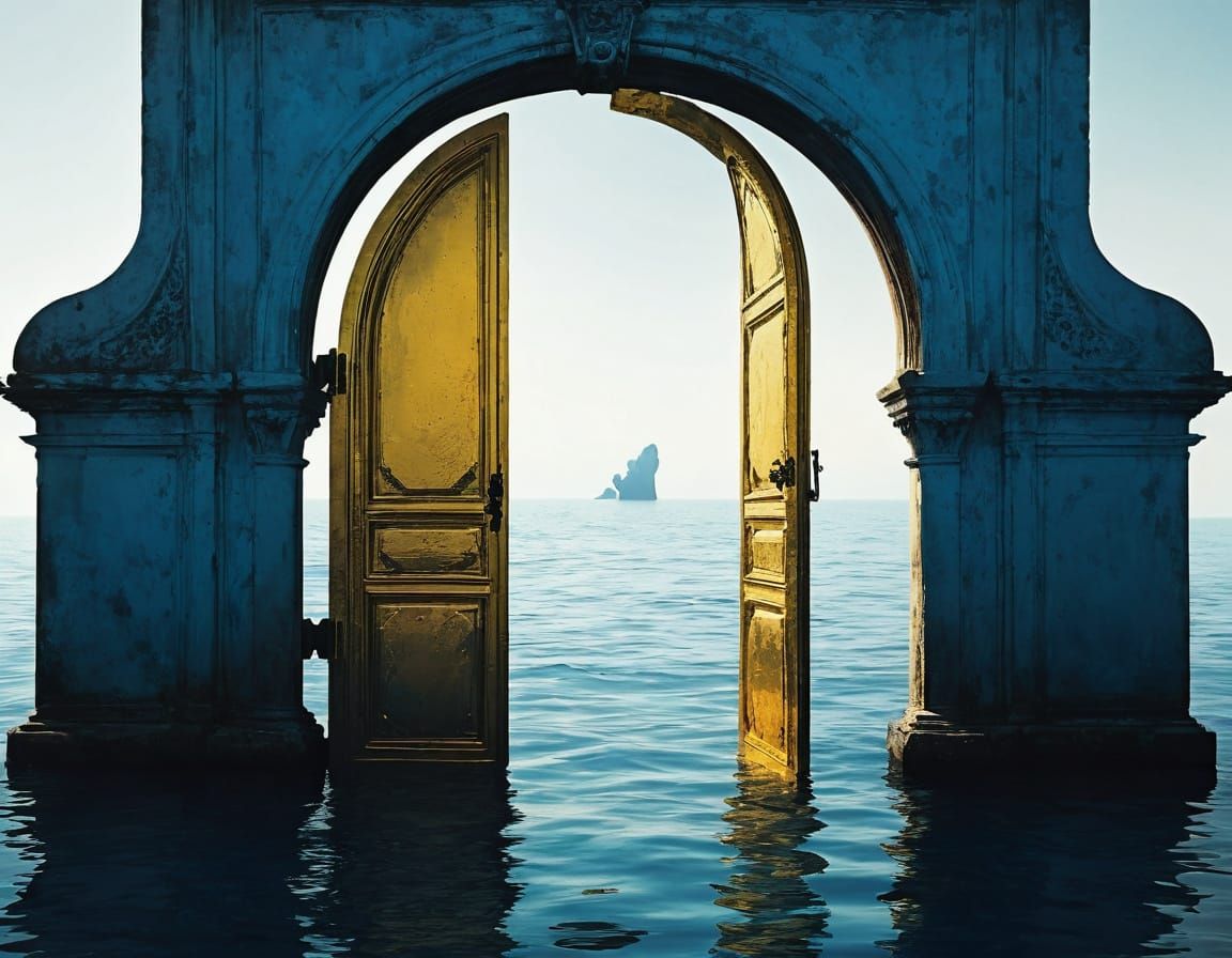 Underwater Gothic Door Silhouette in Fantasy Art