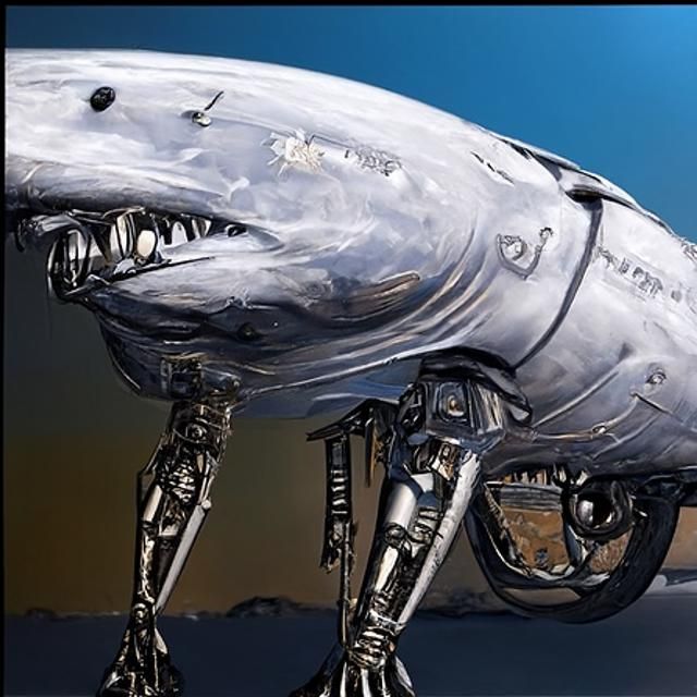 Cybernetic Shark in Sci-Fi Landscape as Assemblage
