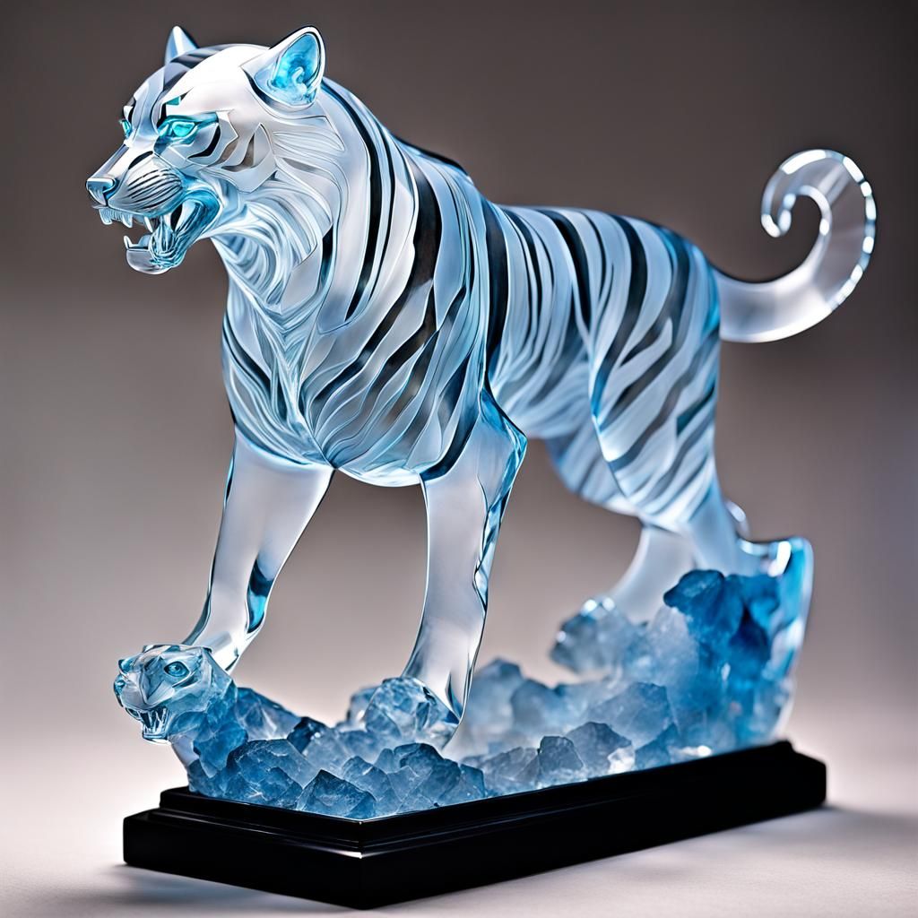 Magnificent Crystalline Tiger Wolf Hybrid in 3D