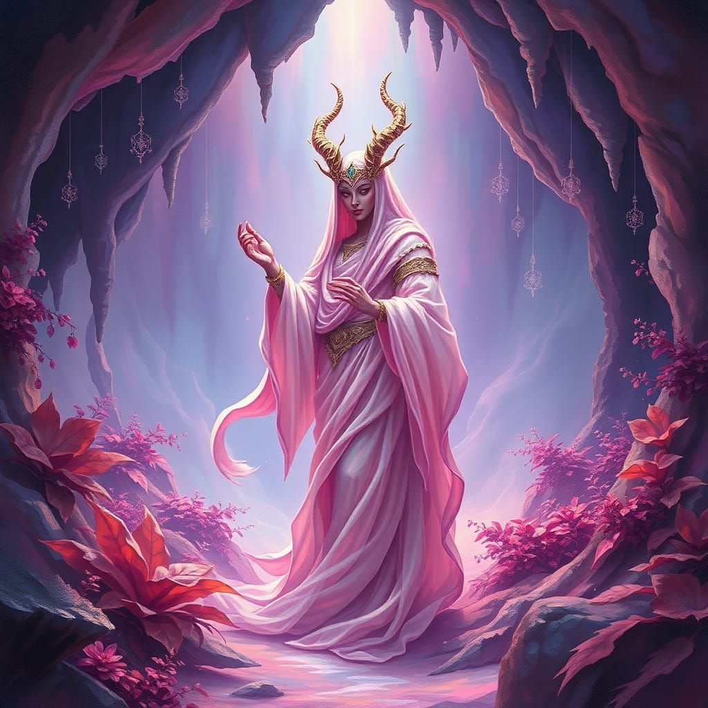 Djinni in Lavender Grotto: An Epic Impressionist Gouache Pai...