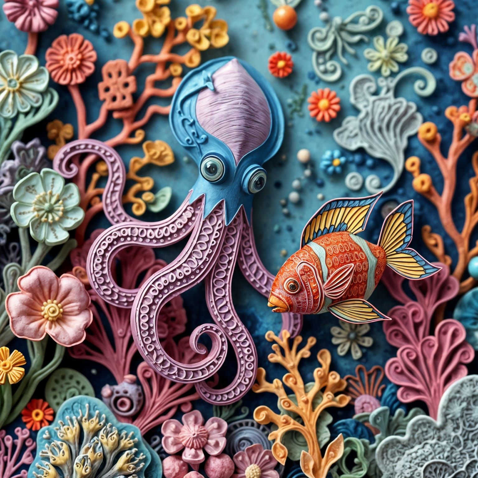 Quilled Sea Creatures in Colorful Coral Reef