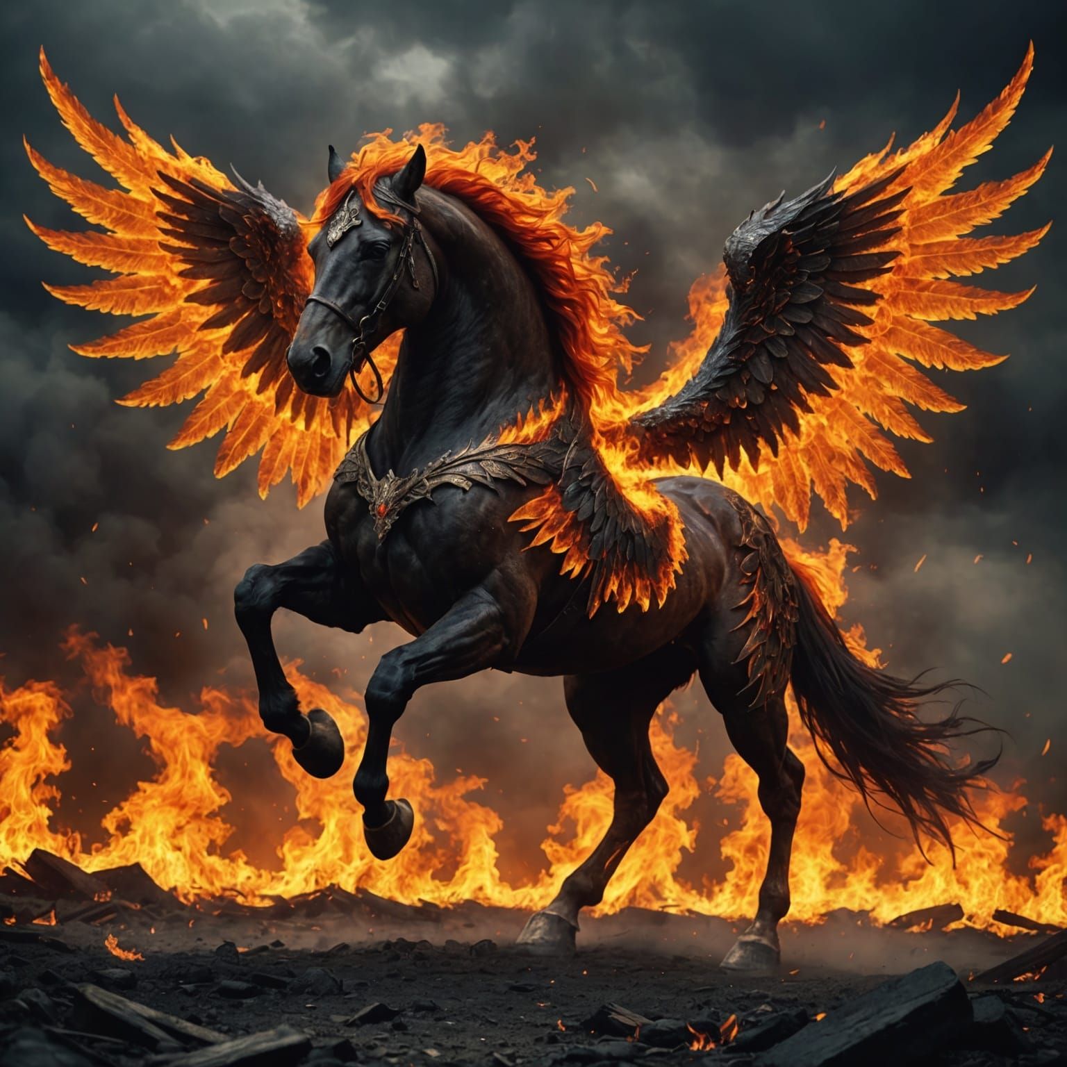 Fiery Winged Horse of Evil