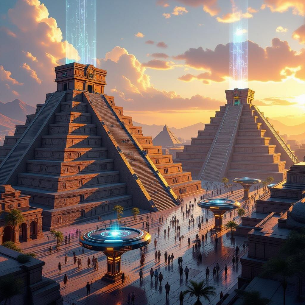 Aztec city with contemporary features