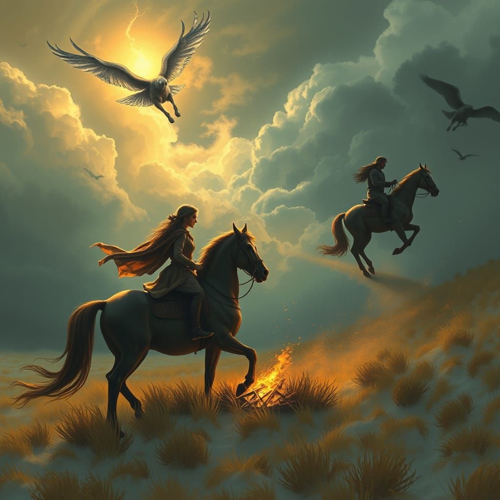 Surreal Shelter: A Fiery Sky Dreamscape