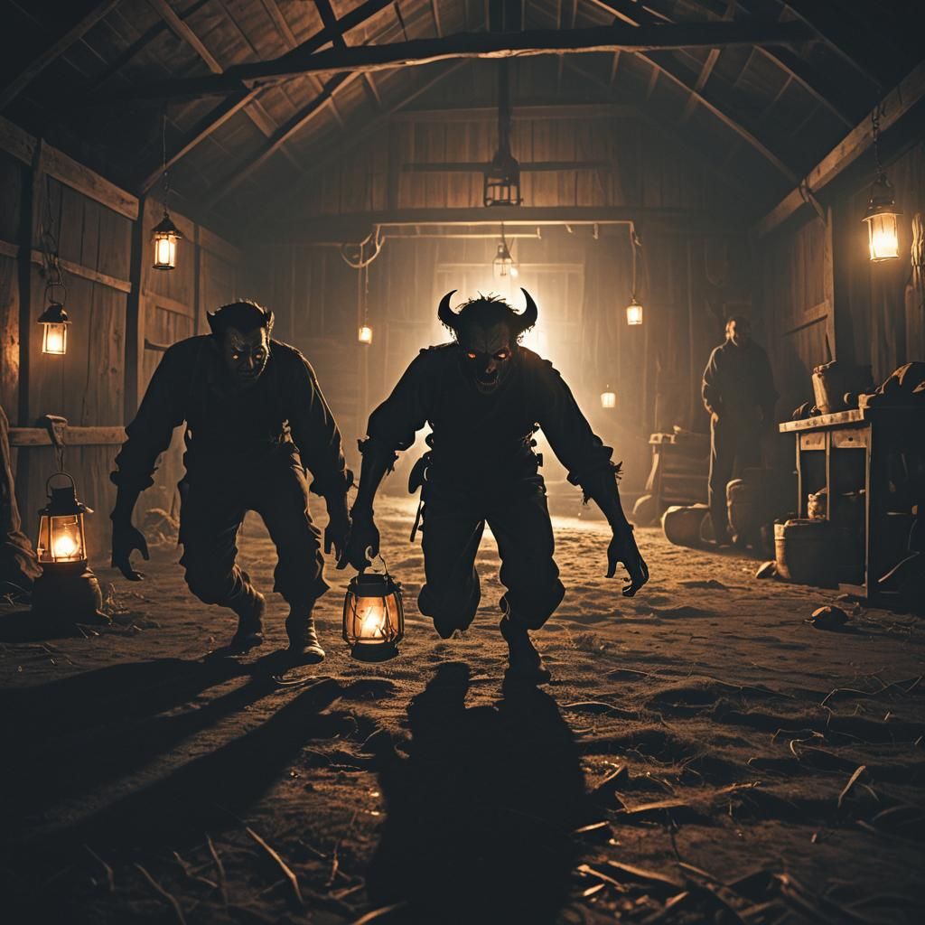 Eerie Demon Crawls Toward Praying Man: Dark Fantasy Art