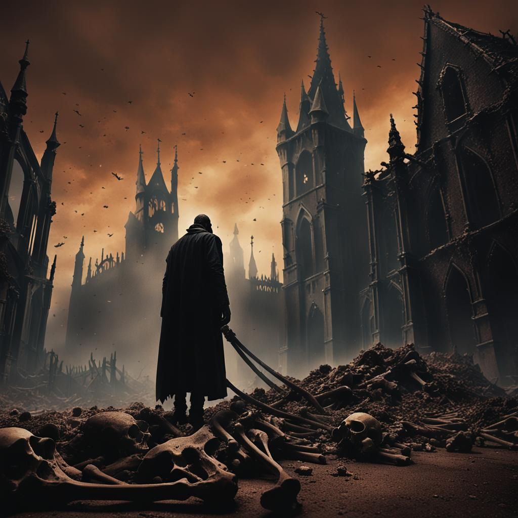 Dark Gothic Tower Scene in Doré Style